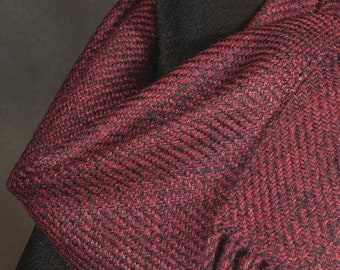 Red scarf / Handwoven scarf / merino wool scarf /
