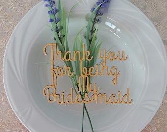 Bridesmaid calligraphy text gift token
