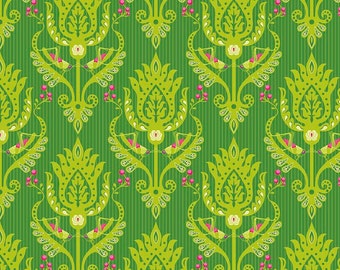 End of Bolt, Primavera Damask in Green Cotton Fabric by Patty Young for Riley Blake 18"x44"