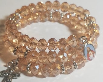 Chapage Crystal Memory Wire Rosary Bracelet,rosary,religious bracelet,praying beads,wrap rosary,rosary beads,prayer beads,wrap rosary