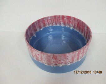 Stoneware Red and Blue Serving Bowl