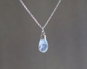 Rainbow Moonstone Necklace • June Birthstone • Sterling Silver or Gold Filled • Natural Moonstone Necklace - Moonstone Drop