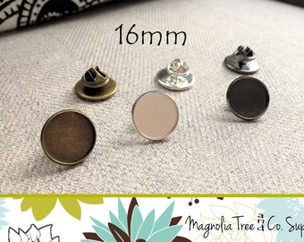 16mm Lapel Pins, Round Tie Tack Pin, Bezel Blank, Pin Back, Men Bezel Brooch Collar Clip, Pin and Brooch, Makes 20 Pins WS165/WS167/WS170)