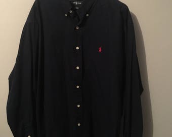 Vintage Ralph Lauren Navy Blue Dress Shirt