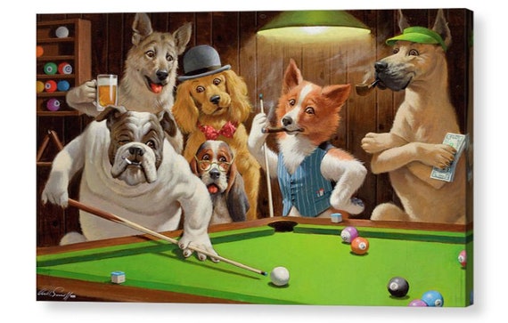 dogs playing pool shirt