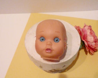 Vintage Doll Head Blue Eyes Doll Part Repurpose Toy Baby Head