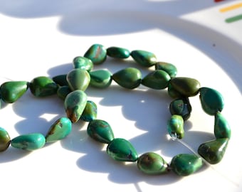 Natural turquoise Long Drilled Teardrop Beads 4