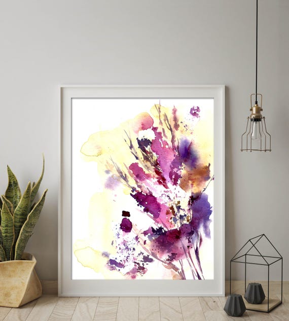 Abstract botanical art print abstract leaves watercolor