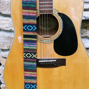 World Traveler Threaded Guitar Strap; Statement Guitar Strap; Unique Custom Guitar Straps; Handmade Straps; Gift for Her; Guitar Straps