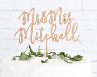 Mr and Mrs Cake Topper, Custom Wedding Cake Topper, Custom Last Name Cake Topper, DIY Cake Topper