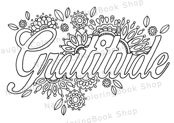 Gratitude Printable Gift Coloring PageAdult coloring pages