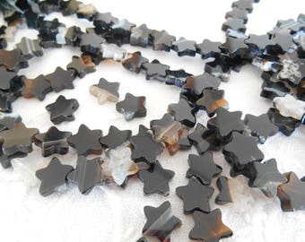 x 4 star 10 mm black agate beads.