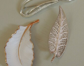 3 Vintage Leaf Brooches