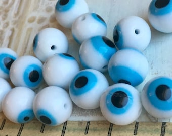 16 Vintage Glass Eyeball Beads