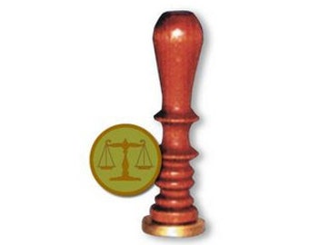 Scales of Justice and Custom Wax Seal with Red Wax Bars