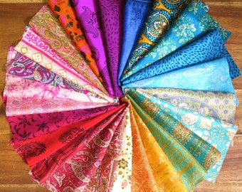25 pieces of silk remnants, silk fabric scraps