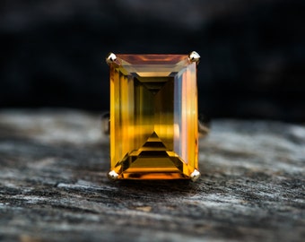 Citrine 14k gold Ring size 5 - Citrine Ring 18.8 ct - Citrine Gold Ring - november birthstone Citrine Ring - beautiful citrine ring size 5