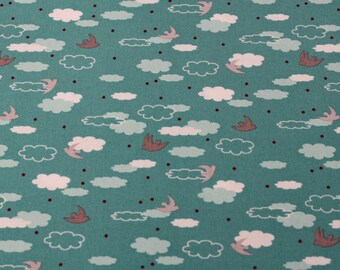 The Woodlands Cotton Fabric by Khristian A Howell for Anthology -Dream in Teal- 1 Yard - Cotton Fabric / Fabric by Yard / Clouds