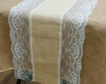 Burlap and Lace Table Runner