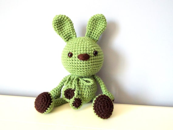 Crochet handmade green bunny rabbit Amigurumi Home decor Kids Baby shower Gift ideas Soft dolls Stuffed bunny rabbit Girls Cute toys Boys