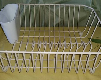 Rubbermaid Dish Drying Rack With Utensil Holder White Vintage Grandes Treasures
