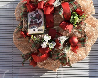 Merry KISSmas Burlap Wreath