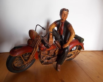 Harley Davidson Vintage Motorcycle Sculpture / Statue