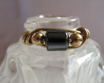 Hematite 14k Gold Filled Wire Ring