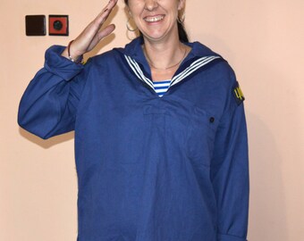 Marinero uniforme - camisa azul marino - Marina de guerra uniforme - Naval uniforme - uniforme naval azul - viejo Marina Asnat - uniforme del azul de lona - soldado uniforme del