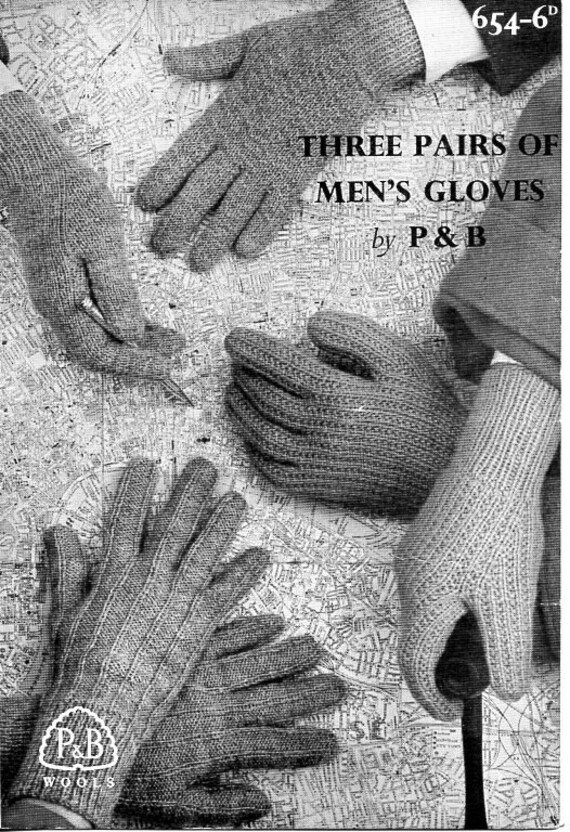 mens gloves knitting pattern pdf 4 needles DK or 4ply gloves
