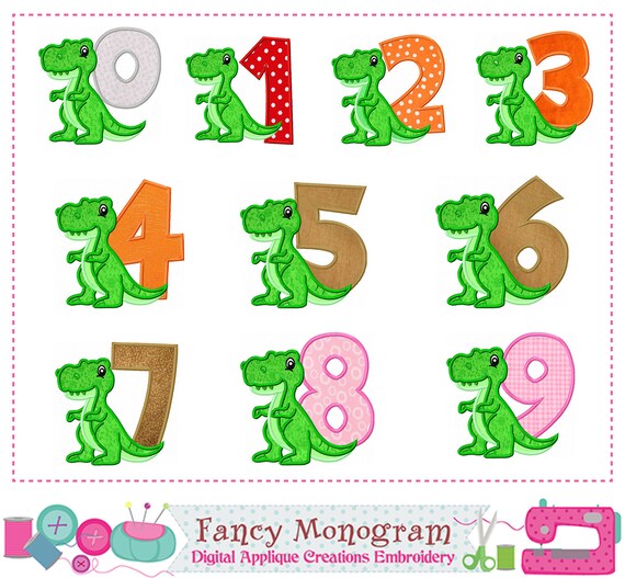 TRex Numbers appliqueDinosaur Numbers