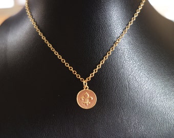 Dainty Fleur De Lis 14K gold filled Necklace Minimalist French-Perfect for her