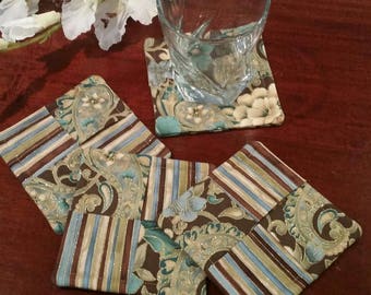 Fabric Coasters, Set of 4 Coasters, Stemware Coasters, Wine Glass Coasters, Criss Cross Coasters, Slipper Coasters, Stem Glass Coasters