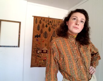 Orange Patterned Ilio Button Up 1980s