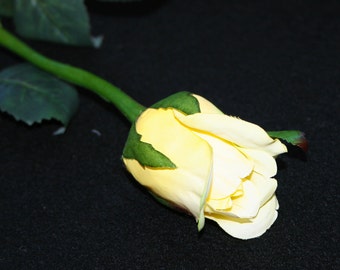 1 Yellow Princess Rose Bud - Barely Blooming - Artificial Flowers, Silk Roses - PRE-ORDER