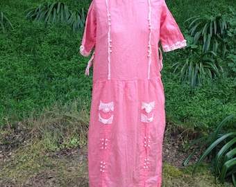 Vintage 20's 30's swiss dot Dress peach