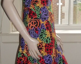 Psychedelic Papillon Paula Carbone Nightgown Floral Medium Asymmetrical Handkerchief Hem