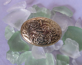 BELT BUCKLE Goldtone Western Cowboy Oval