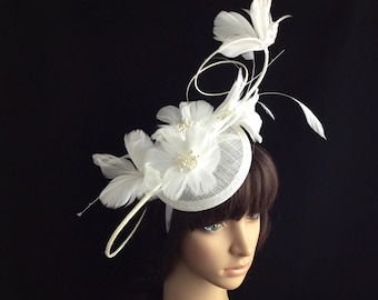 White Feather Kentucky Derby Fascinator, Limited Quantity !