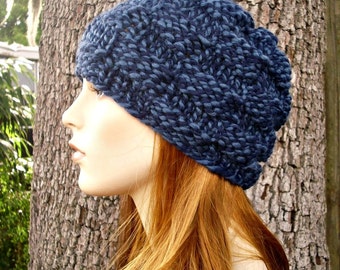 Knit Hat Womens Hat - Basket Weave Beanie in Twist Blue Knit Hat - Blue Hat Womens Accessories Winter Hat