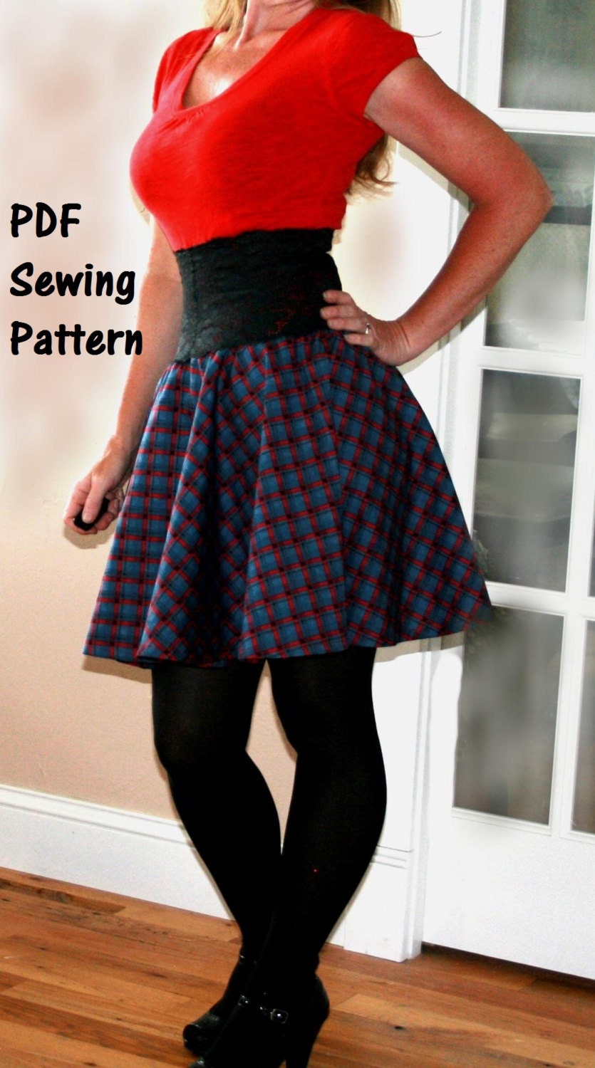 Womens Sewing Pattern Circle Skirt Printable Pattern & PDF