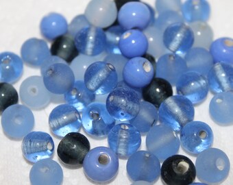 Glass beads round, 8 mm, light blue mix