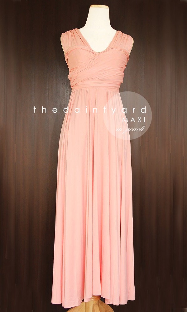 MAXI Peach Bridesmaid Dress Convertible Dress Infinity Dress