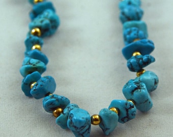 1970's Vintage Signed Carol Dauplaise Natural Turquoise Necklace