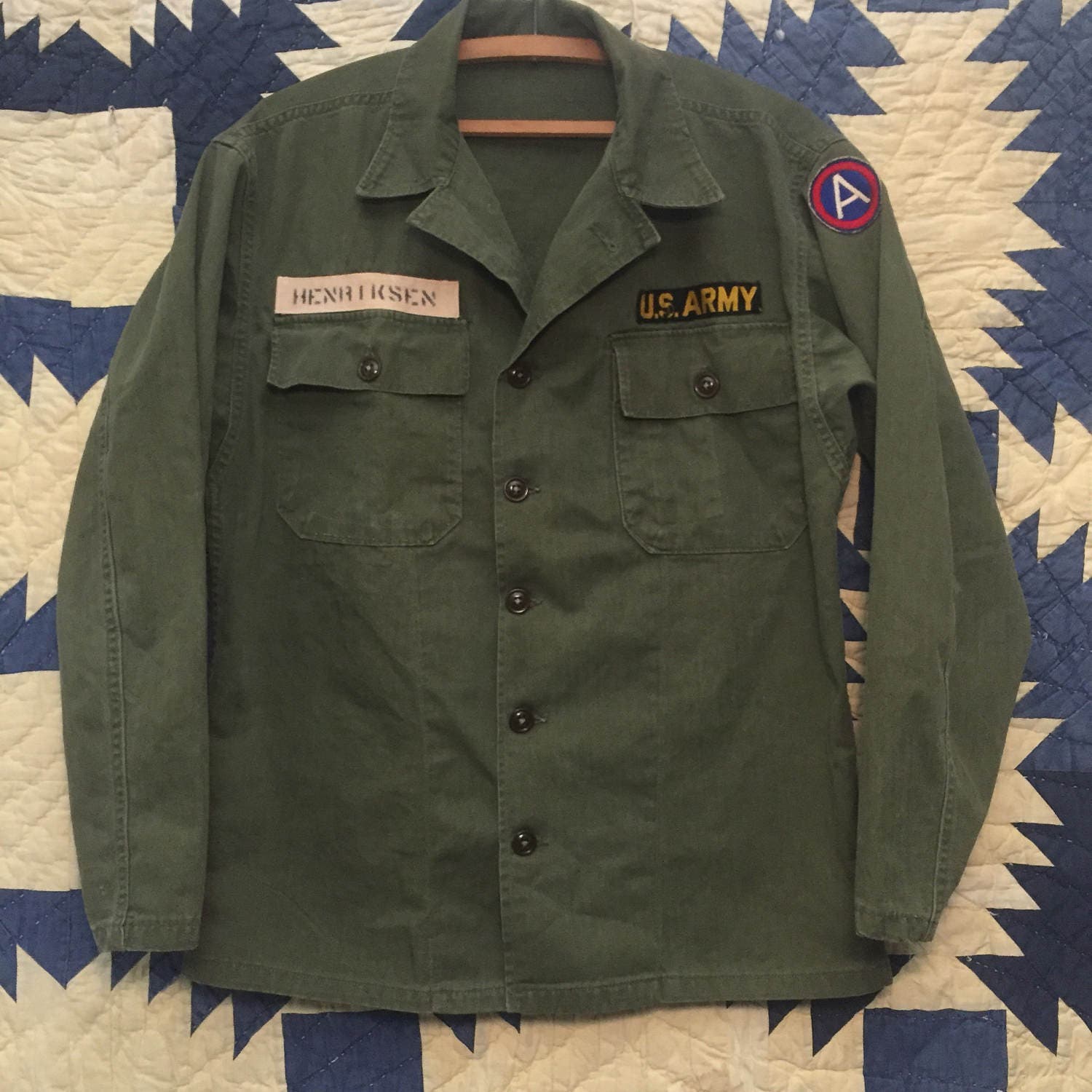 Vintage 1950s US Army HBT fatigue Shirt Mens Size S/M Korean