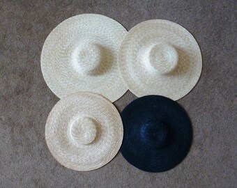 18th Century Shallow Crown Straw Hat ~ blank ready to trim ~ natural or black milan in 3 sizes ~ Colonial Rev War Costume (ACC-HB1-4)