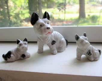 Three Ceramic Scottish Terrier Figurines