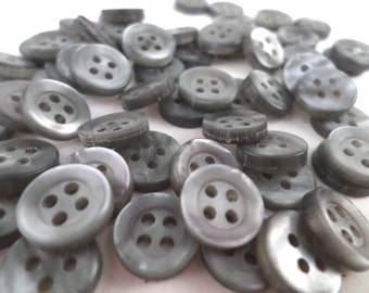 50 GRAY Vintage 4 Hole Buttons for Sewing Crafts Scrapbooking Cardmaking Jewelry