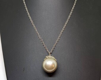 Pearl necklace large faux pearl pearl pendant gift for her birthday gift wedding