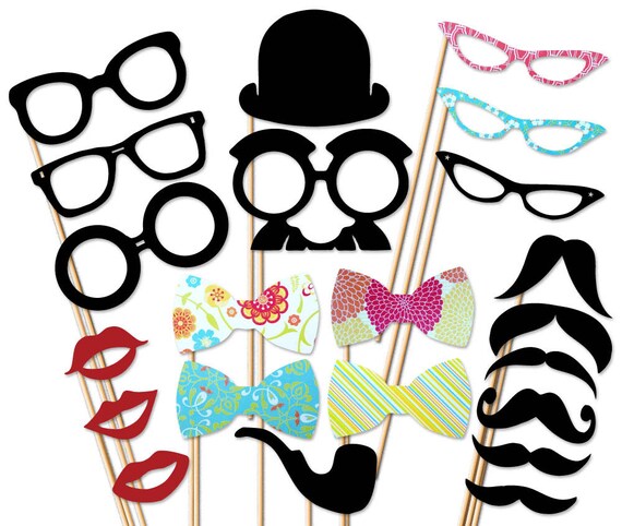 Photo Booth Props 22 Piece Party Set On a stick Wedding